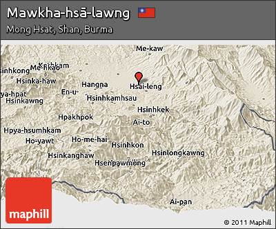 Shaded Relief Panoramic Map of Mawkha-hsā-lawng