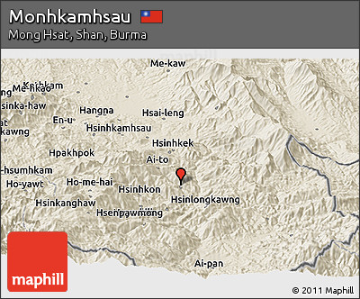 Shaded Relief Panoramic Map of Monhkamhsau
