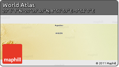 Physical Panoramic Map of the Area around 20° 22' 55" N, 9° 25' 30" E