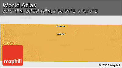 Political Panoramic Map of the Area around 20° 22' 55" N, 9° 25' 30" E