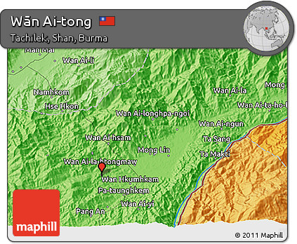Political 3D Map of Wān Ai-tong