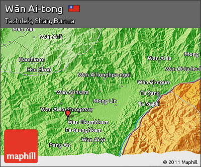 Political 3D Map of Wān Ai-tong