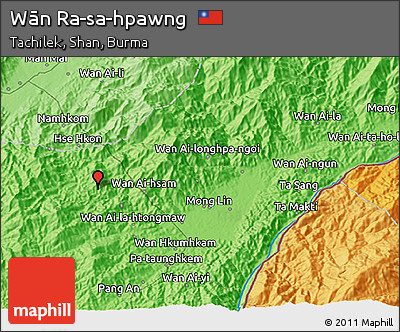 Political 3D Map of Wān Ra-sa-hpawng