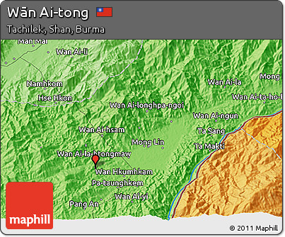 Political 3D Map of Wān Ai-tong