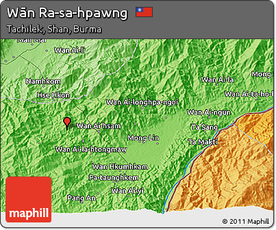 Political 3D Map of Wān Ra-sa-hpawng