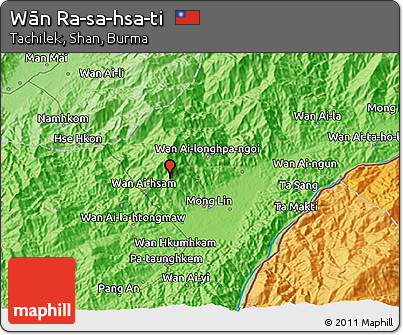 Political 3D Map of Wān Ra-sa-hsa-ti