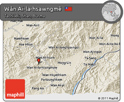 Shaded Relief 3D Map of Wān Ai-la-hsawngmē