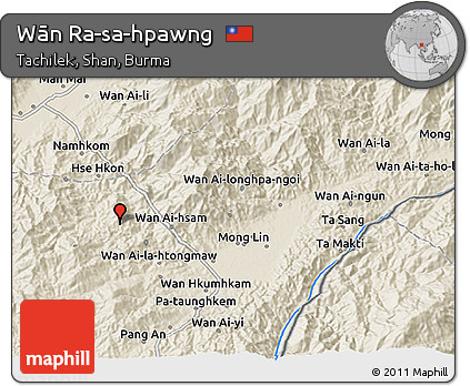 Shaded Relief 3D Map of Wān Ra-sa-hpawng
