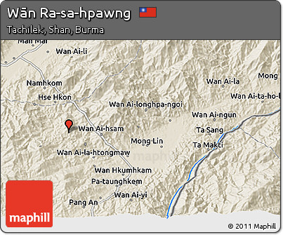Shaded Relief 3D Map of Wān Ra-sa-hpawng
