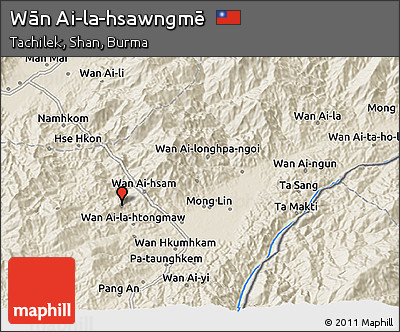 Shaded Relief 3D Map of Wān Ai-la-hsawngmē