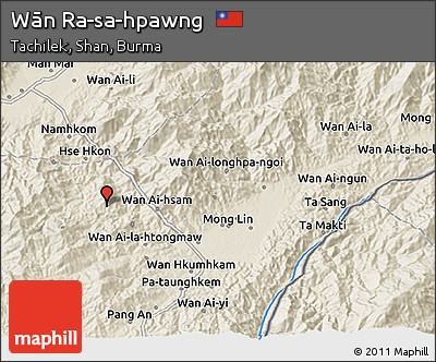 Shaded Relief 3D Map of Wān Ra-sa-hpawng