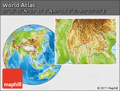 Physical Location Map of the Area around 20° 53' 8" N, 100° 22' 30" E