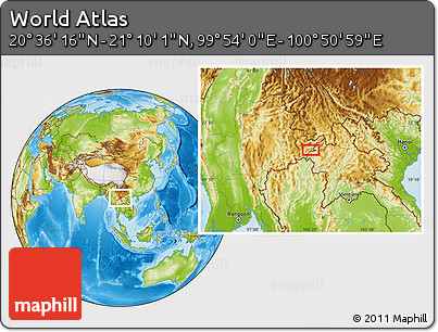 Physical Location Map of the Area around 20° 53' 8" N, 100° 22' 30" E