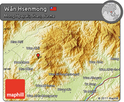 Physical Map of Wān Hsenmöng