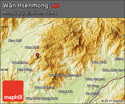Physical Map of Wān Hsenmöng