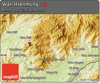 Physical Map of Wān Hsenmöng