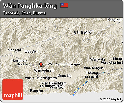 Shaded Relief Panoramic Map of Wān Panghka-lõng