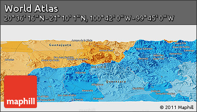 Political Panoramic Map of the Area around 20° 53' 8" N, 100° 13' 29" W