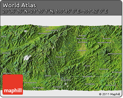 Satellite 3D Map of the Area around 20° 53' 8" N, 101° 13' 29" E