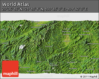 Satellite 3D Map of the Area around 20° 53' 8" N, 101° 13' 29" E