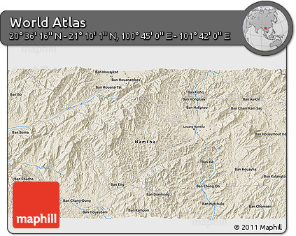 Shaded Relief 3D Map of the Area around 20° 53' 8" N, 101° 13' 29" E
