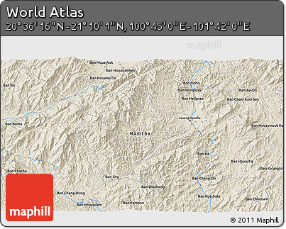 Shaded Relief 3D Map of the Area around 20° 53' 8" N, 101° 13' 29" E