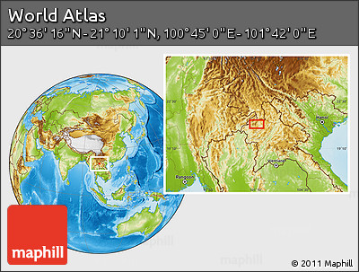 Physical Location Map of the Area around 20° 53' 8" N, 101° 13' 29" E