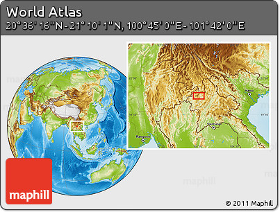 Physical Location Map of the Area around 20° 53' 8" N, 101° 13' 29" E