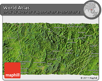 Satellite 3D Map of the Area around 20° 53' 8" N, 102° 4' 29" E