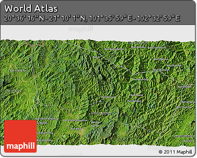 Satellite 3D Map of the Area around 20° 53' 8" N, 102° 4' 29" E