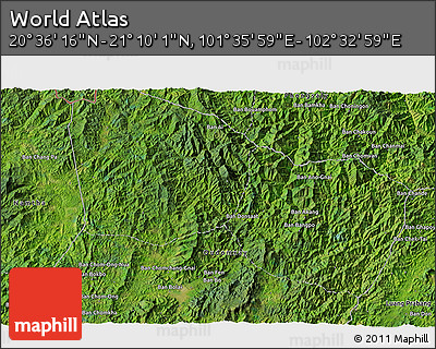 Satellite 3D Map of the Area around 20° 53' 8" N, 102° 4' 29" E