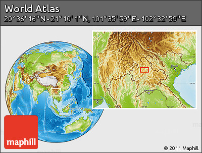 Physical Location Map of the Area around 20° 53' 8" N, 102° 4' 29" E