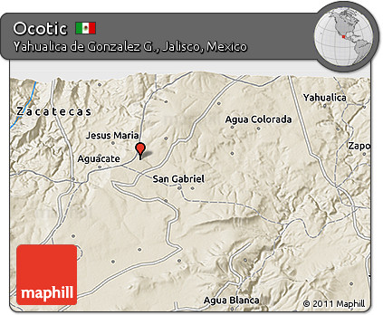 Shaded Relief 3D Map of Ocotic