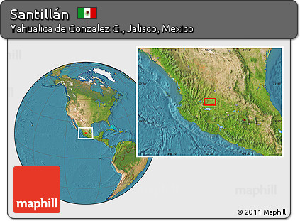 Satellite Location Map of Santillán