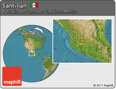 Satellite Location Map of Santillán