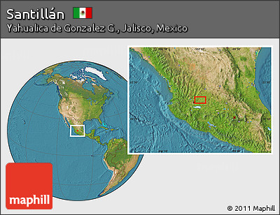 Satellite Location Map of Santillán