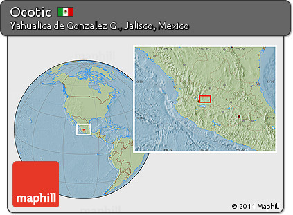 Savanna Style Location Map of Ocotic, hill shading