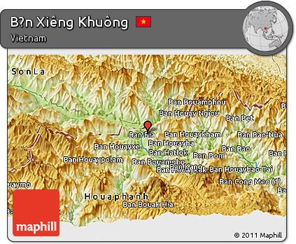 Physical Panoramic Map of Bản Xiêng Khuông