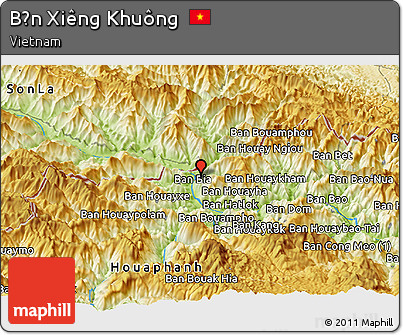 Physical Panoramic Map of Bản Xiêng Khuông