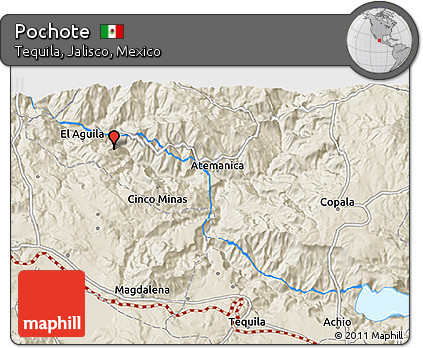 Shaded Relief 3D Map of Pochote