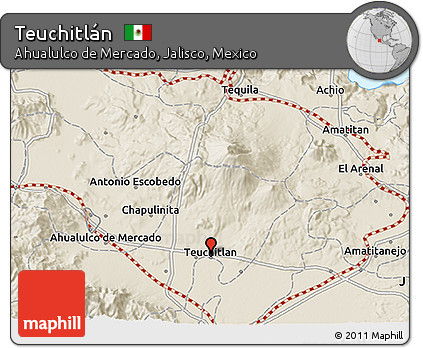 Shaded Relief 3D Map of Teuchitlán