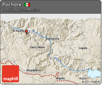 Shaded Relief 3D Map of Pochote