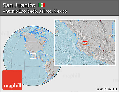 Gray Location Map of San Juanito, hill shading