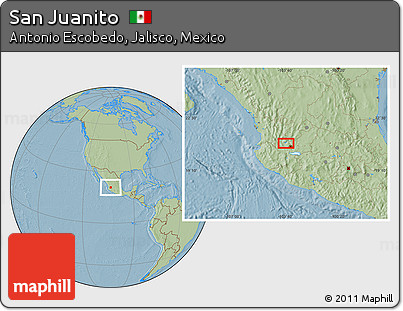 Savanna Style Location Map of San Juanito, hill shading