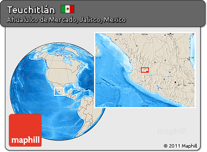 Shaded Relief Location Map of Teuchitlán