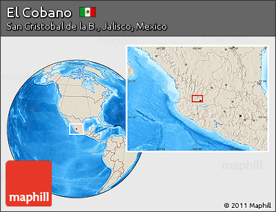 Shaded Relief Location Map of El Cobano