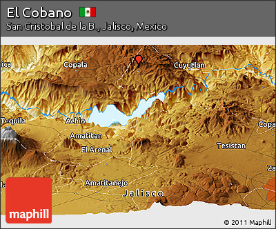 Physical Panoramic Map of El Cobano