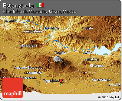 Physical Panoramic Map of Estanzuela