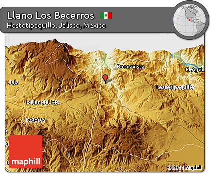 Physical 3D Map of Llano Los Becerros