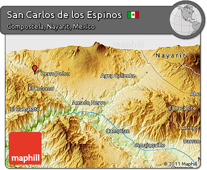 Physical 3D Map of San Carlos De Los Espinos